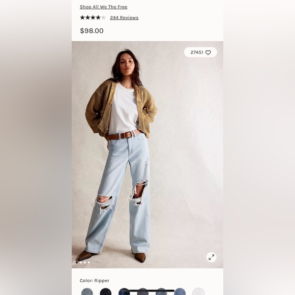 FP We the free Tinsley jean size 24 excellent condition - Picture 3 of 4